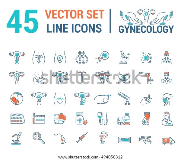 Vector Set Icons Gynecology Gynecological Problem Stock Vector Royalty