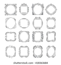 Big Set Ornamental Black Vintage Frames Stock Vector Royalty Free