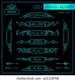 Vector Set Vintage Banners Dividers Love Stock Vector Royalty Free