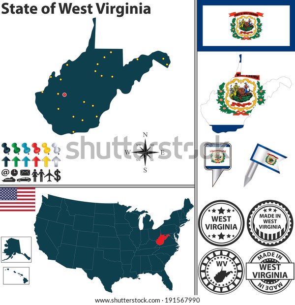 Vector Set West Virginia State Flag Stock Vector Royalty Free