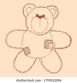 Vector Teddy Bear Toy Cartoon Stock Vector Royalty Free 1795912096