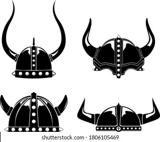 Viking Helmet Logo Vector Template Set Stock Vector Royalty Free