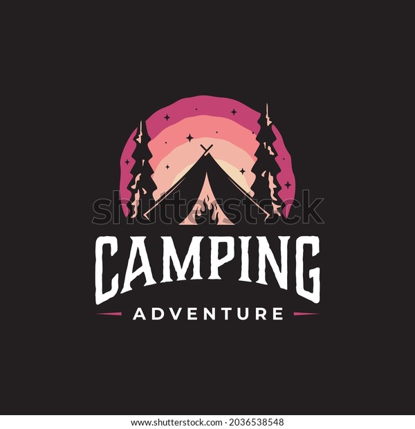 Vintage Camping Outdoor Adventure Logo Vector Stock Vector Royalty