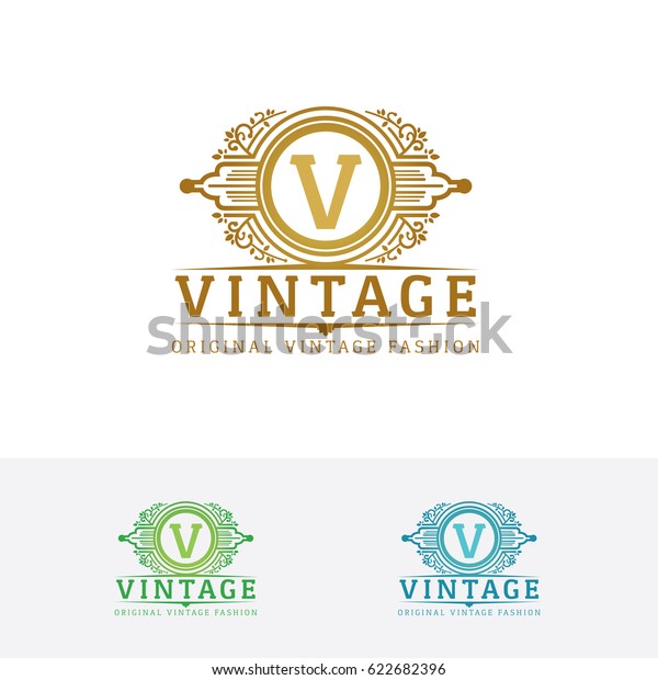 Vintage Letter V Logo Design Premium Stock Vector Royalty Free