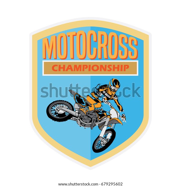 Vintage Motocross Rider Badge Logo Design Stock Vector Royalty Free