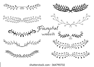 Vintage Set Hand Drawn Laurels Ink 스톡 벡터 로열티 프리 364790810 Shutterstock