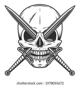 Vintage Skull Crossed Swords Isolated Vector Stock Vector Royalty Free