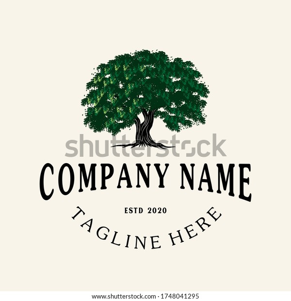 Vintage Tree Logo Design Inspiration Stock Vector Royalty Free