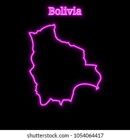 Violet Neon Bolivia Map Silhouette Stock Vector Royalty Free