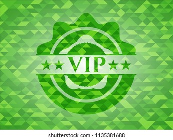 Vip Green Emblem Triangle Mosaic Background Stock Vector Royalty Free