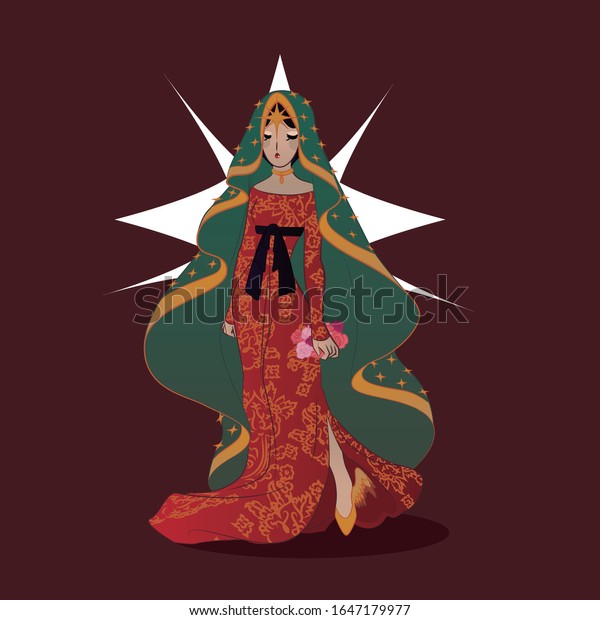 Virgen Guadalupana Cartoon Style Vector Illustration Stock Vector Royalty Free