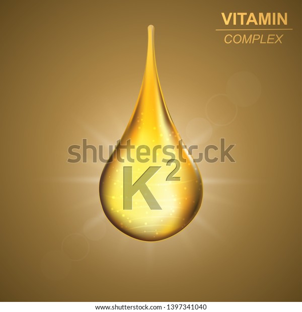 Vitamin K Gold Shining Drop Icon Stock Vector Royalty Free