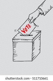 Voting Concept Sketchy Style Hand Putting Stock Vector Royalty Free