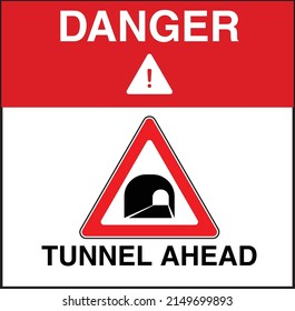 Warning Sign Tunnel Ahead White Background Stock Vector Royalty Free