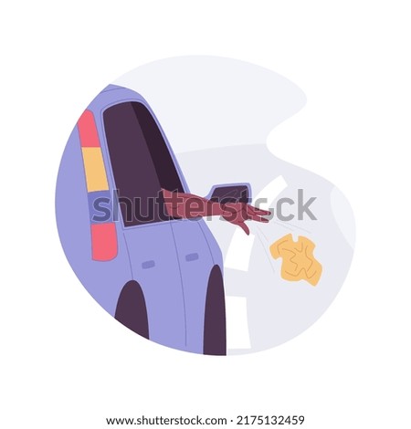 Waste problem isolated cartoon vector illustrations. Woman sitting in a car and throwing garbage on the road, urban lifestyle problem, non recycling, waste issue, social problem vector cartoon.