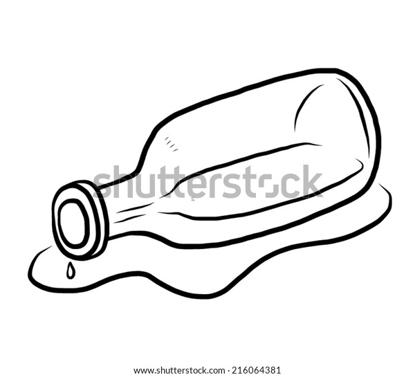 Water Spilled Glass Bottle Cartoon Vector