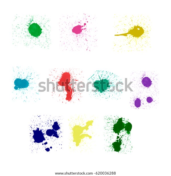 Watercolor Splashes Set Watercolor Stains Paint Stock Vector Royalty