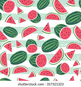 Watermelon Stripe Seamless Repeat Wallpaper Tile Stock Vector Royalty