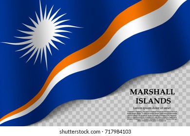 Vektor Stok Waving Flag Marshall Islands On Transparent Tanpa Royalti