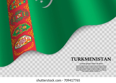 Waving Flag Turkmenistan On Transparent Background Stock Vector