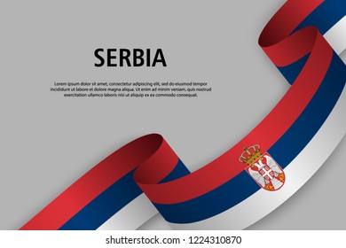 Waving Ribbon Flag Serbia Template Independence Stock Vector Royalty