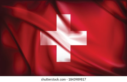 Waving Switzerland Flag Fabric Textured Vector Stock Vector Royalty