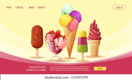 Website Design Ice Cream Parlor Shop Stock Vector Royalty Free