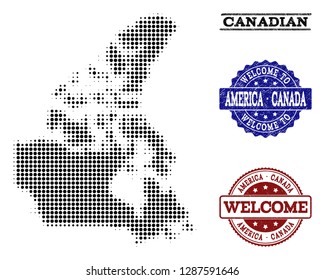 Welcome Collage Halftone Map Borabora Rubber Stock Vector Royalty Free