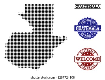 Welcome Composition Halftone Map Guatemala Rubber