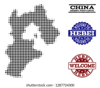 Welcome Collage Halftone Map Borabora Rubber Stock Vector Royalty Free