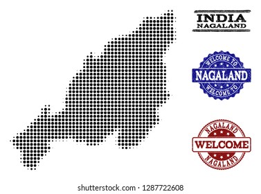 Welcome Combination Halftone Map Masirah Island Stock Vector Royalty