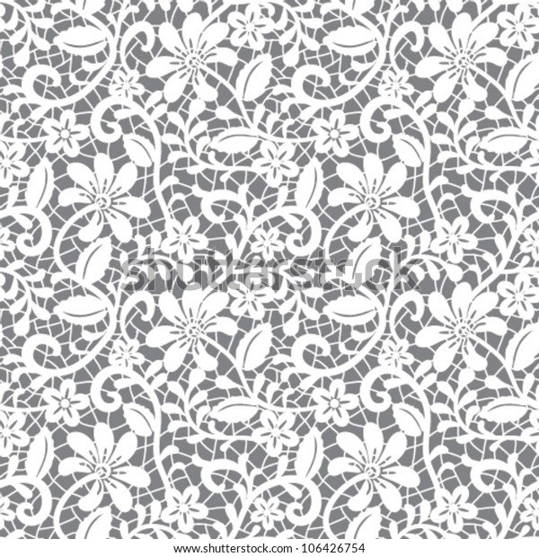 White Seamless Lace Floral Pattern On Stock Vector Royalty Free 106426754