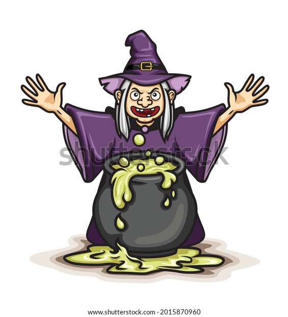 Witch Cauldron Pot Cartoon Vector Illustration Stock Vector Royalty