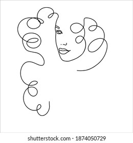 Abstract Face One Line Drawing Portret Stock Vector Royalty Free