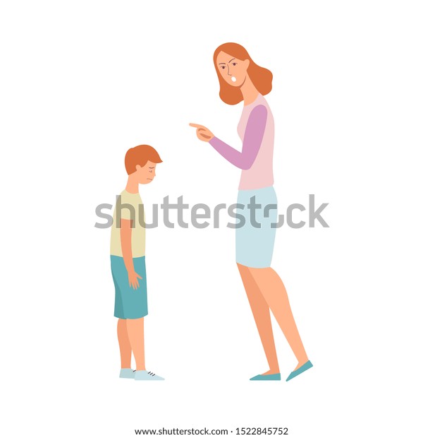 Woman Angry Son Mother Scolding Pointing Stock Vector Royalty Free