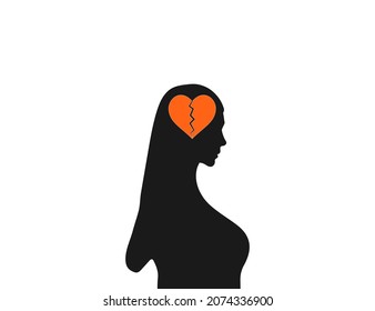 Woman Broken Heart Icon Vector Illustration Stock Vector Royalty Free