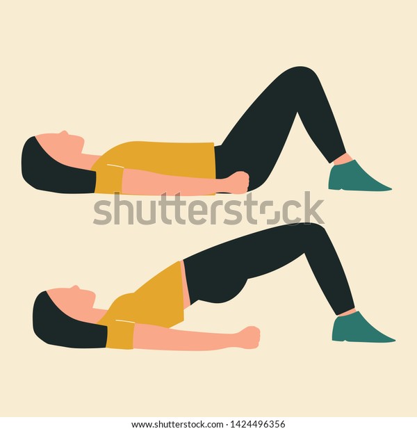 Woman Doing Hip Thrusts Illustrations Glute Stock Vector Royalty Free