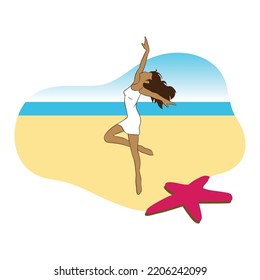 Woman On Beach Vector Stock Vector Royalty Free 2206242099 Shutterstock