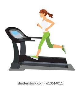 Woman Running On Treadmill Vector Illustration Stock Vector Royalty