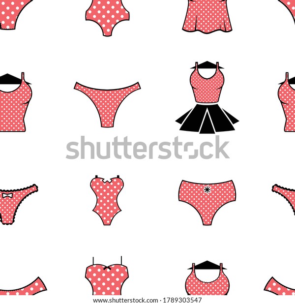 Woman Underwear Seamless Pattern Lingerie Signs Stock Vector Royalty