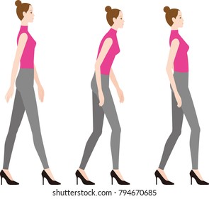 Correct Standing Walking Posture Woman 스톡 벡터 로열티 프리 1418106320