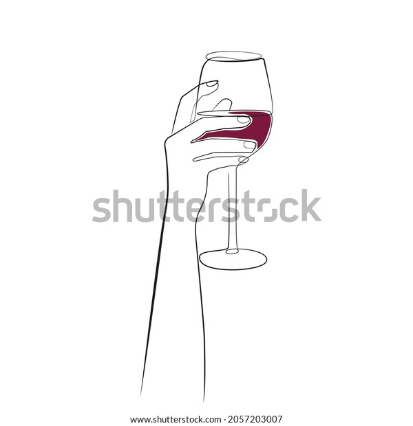 Womans Hand Holding Glass Wine Line Stock Vector Royalty Free