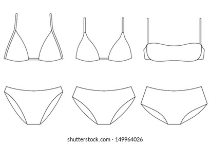 Womans Lingerie Set Technical Vector Drawing Stock Vector Royalty Free