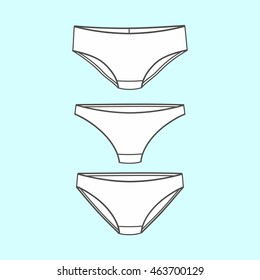 Vektor Stok Womens Panties Underwear Lingerie Drawn Vector Tanpa