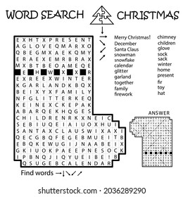 Word Search Crossword Puzzle Christmas Sock Stock Vector Royalty Free