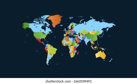 World Map Color Vector Modern Map Stock Vector Royalty Free