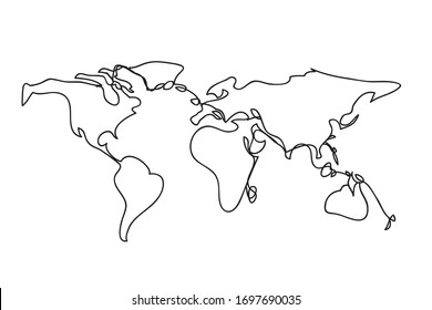 World Map One Line Drawing Isolated Vector C S N Mi N Ph B N Quy N