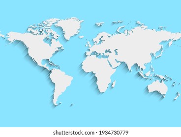 World Map Shadows Continents Vector Illustration Stock Vector Royalty