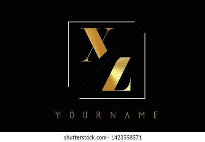 Xz Golden Letter Logo Cutted Intersected Stock Vector Royalty Free