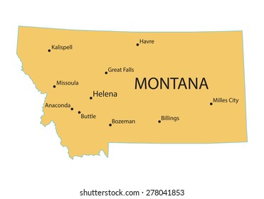 Yellow Map Iowa Indication Largest Cities Stock Vector Royalty Free